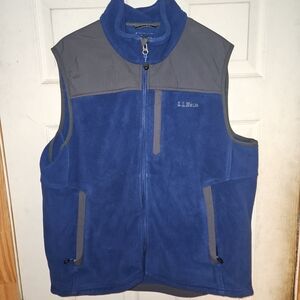 L.L. Bean Men's Blue and Gray Fleece Vest